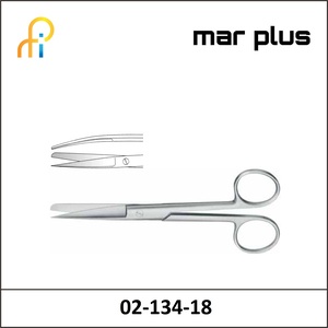 MAR PLUS OPERATING SCISSORS, SH/BL, CVD., 18.5 CM