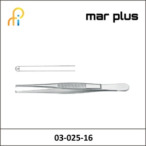 MAR PLUS TISSUE FORCEPS NARROW 1:2 TEETH CVD 16CM