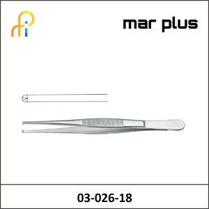 MAR PLUS TISSUE FORCEPS NARROW 1:2 TEETH CVD 18CM