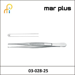 MAR PLUS TISSUE FORCEPS NARROW 1:2 TEETH CVD 25CM